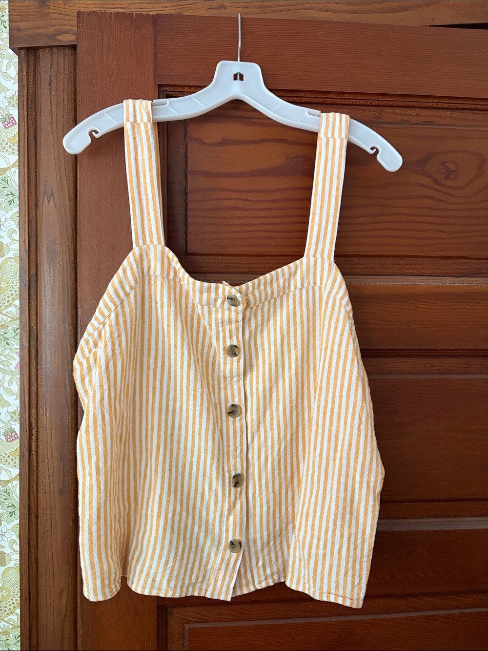 J. Crew Yellow and White Striped Button-Front Camisole